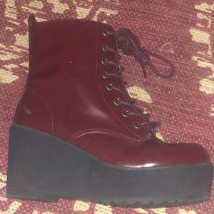 Shelly’s London Platform Heeled Boots Maroon